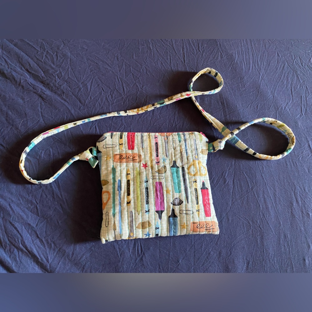 Handmade Artistic Patterned Crossbody Bag 6 3/4 in X 6 3/4 inches